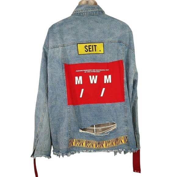 Mod Wave Movement Denim Jean Jacket Button Up XL - Picture 8 of 12